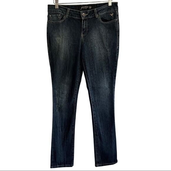 Grane Jeggings Blue Rubbed Denim Low Rise Straight Leg Jeans Womens Size 9 - Picture 1 of 8